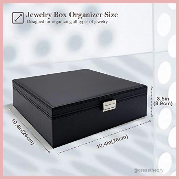 Large 2-Layer Leather Jewelry Organizer with Removable Earring Pad - Picture 4 of 8